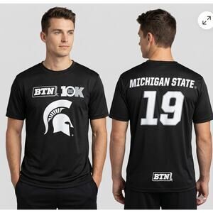 BTN Michigan State Spartans Short Sleeve Shirt Green White Small Polyester